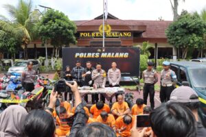 Jelang Pemilu, Polres Malang Berhasil Ungkap 29 Kasus Curanmor, 10 Tersangka Diamankan