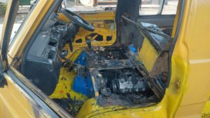 Mobil Angkutan Penumpang Terbakar di Jalan Bolodewo Rogojampi