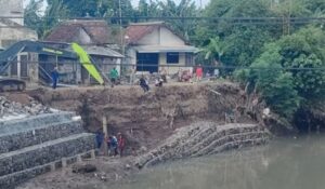 Proyek Bronjong Penahan Sepadan Sungai di Muncar Amblas, Agung (Aktivis) Soroti Pengawasan dari Dinas Lemah