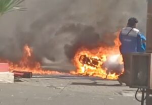 Kebakaran Sepeda Motor di SPBU Sukowidi Banyuwangi, Beruntung Api Cepat Dipadamkan