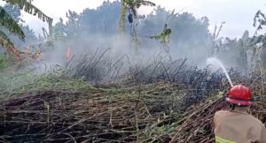 Kebakaran Lahan Kosong Dekat Permukiman Warga di Banyuwangi, Diduga Akibat Pembakaran Sampah