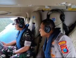 Pencarian Hari Ketiga Kapolresta Banyuwangi dan Danrem 083 Laksanakan Patroli Udara di Selat Bali dan Sisir Pantai