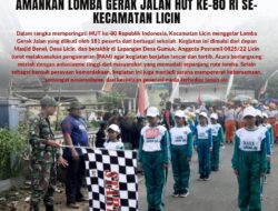 Meriah! Anggota Posramil 0825/22 Licin Amankan Lomba Gerak Jalan HUT ke-80 RI se-Kecamatan Licin