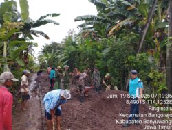 Sinergi TNI, Linmas, Banser dan Masyarakat dalam Karya Bakti di Desa Ringintelu