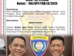 Bripka Agus Salim Resmi Pimpin PW FRN Nusa Tenggara Barat