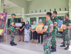 Danramil 0825-03/Glagah Bersama Anggota Bagikan Sembako untuk Warga Sekitar di HUT TNI ke-80