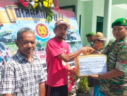 Peringati HUT TNI Ke-80 Tahun 2025 Koramil 0825/01 Banyuwangi Berbagi Sembako Dengan Tukang Becak