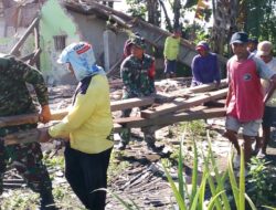 Koramil 0825/09 Tegaldlimo dan Pemdes Purwoasri Gelar Kerja Bakti Pembongkaran Bangunan untuk Pembangunan Koperasi Desa Merah Putih