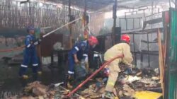 Bangunan Semi Permanen di Tukangkayu Terbakar, Damkarmat Banyuwangi Gerak Cepat Padamkan Api