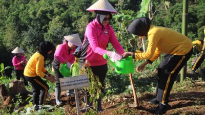 Gerakan Tanam Pohon, Polres Bondowoso Hijaukan Bukit Bintang