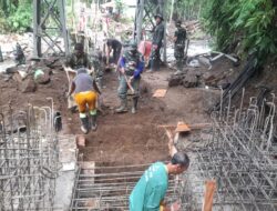 Peran Aktif Koramil 0825/14 Kabat Dalam Pembangunan Jembatan Songgon Kian Dipercepat