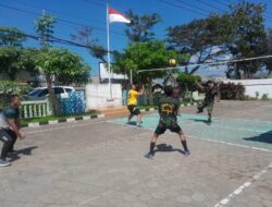 Koramil Pesanggaran Olah Raga Bola Voli Rutin Untuk Menjaga Kesehatan Jasmani