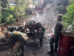 Hari Kesembilan Karya Bakti, TNI dan Warga Songgon Percepat Pembangunan Jembatan Garuda