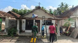 Babinsa Koramil 0825-18/Purwoharjo Gerak Cepat Bantu Perbaiki Rumah Warga Terdampak Puting Beliung