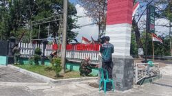 Sambut HUT ke-81 RI, Koramil Tegaldlimo Percantik Mako dengan Pengecatan Pagar Merah Putih
