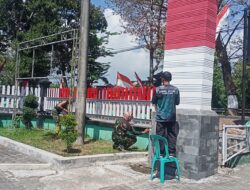 Sambut HUT ke-81 RI, Koramil Tegaldlimo Percantik Mako dengan Pengecatan Pagar Merah Putih