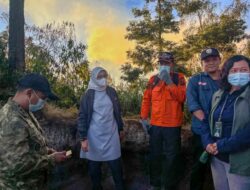 Pantau Langsung Kebakaran Kawah Ijen, Bupati Ipuk Ajukan Helikopter Water Bombing